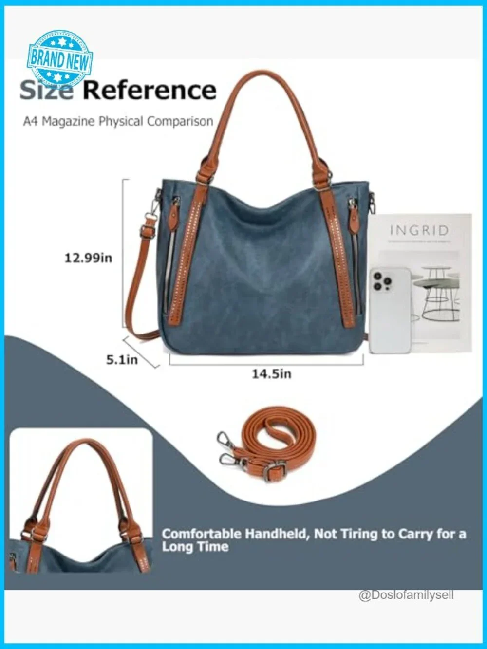 Large Vintage Hobo Shoulder Bag Slouchy Vegan Leather Tote Satchel Purse